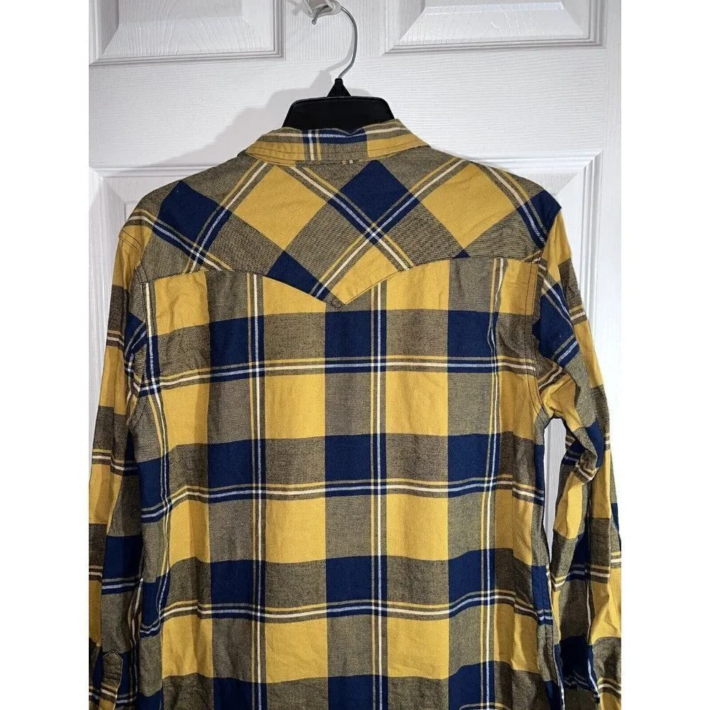 LEVI'S Mens Button Light Flannel Shirt Yellow Plaid Button Down Long Sleeve